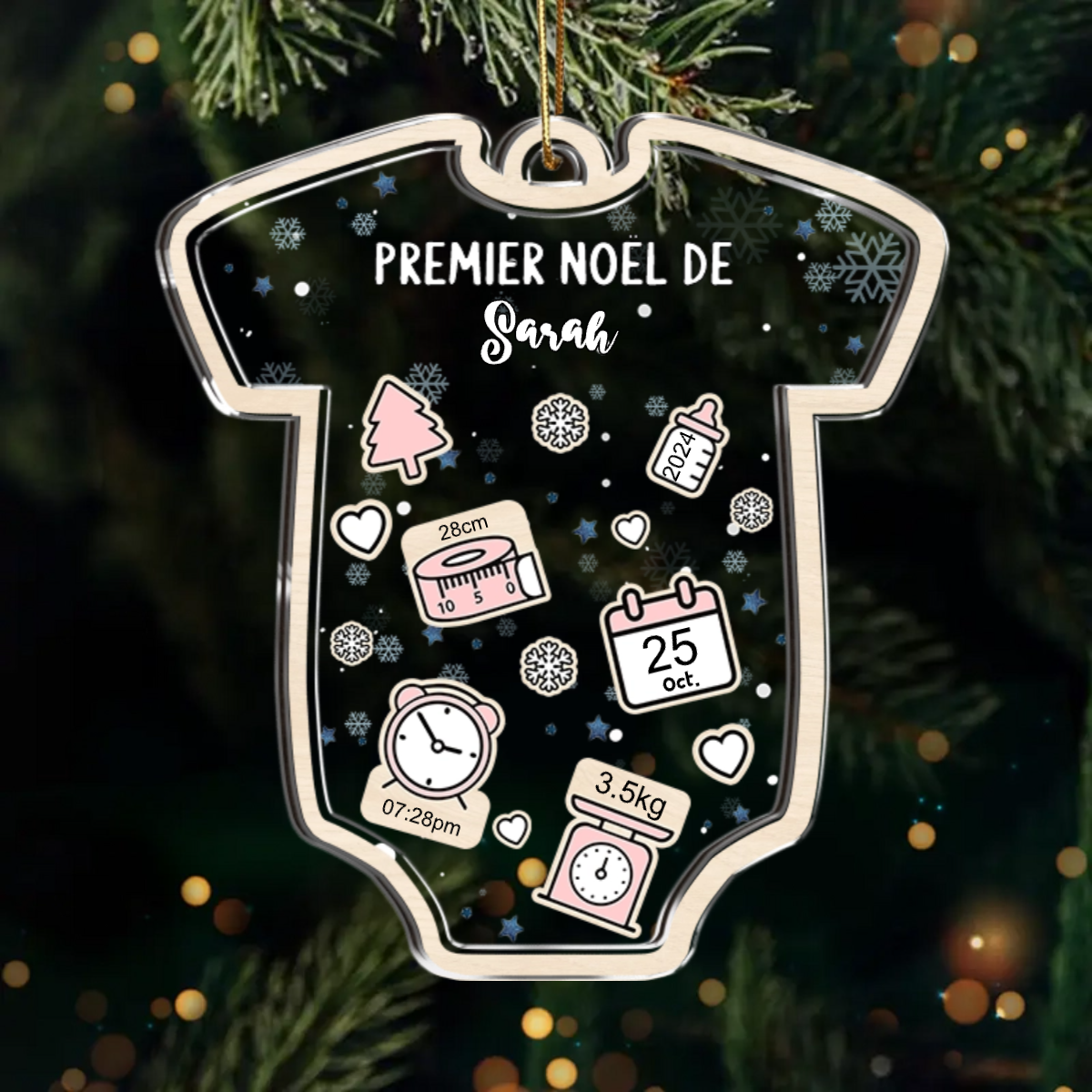 Premier Noël - Ornement de Noël en acrylique - Cadeau personnalisé pour nouveau-nés