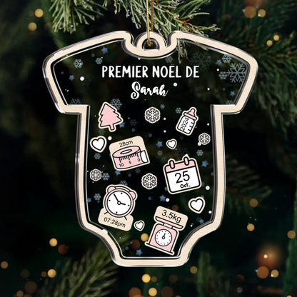 Premier Noël - Ornement de Noël en acrylique - Cadeau personnalisé pour nouveau-nés