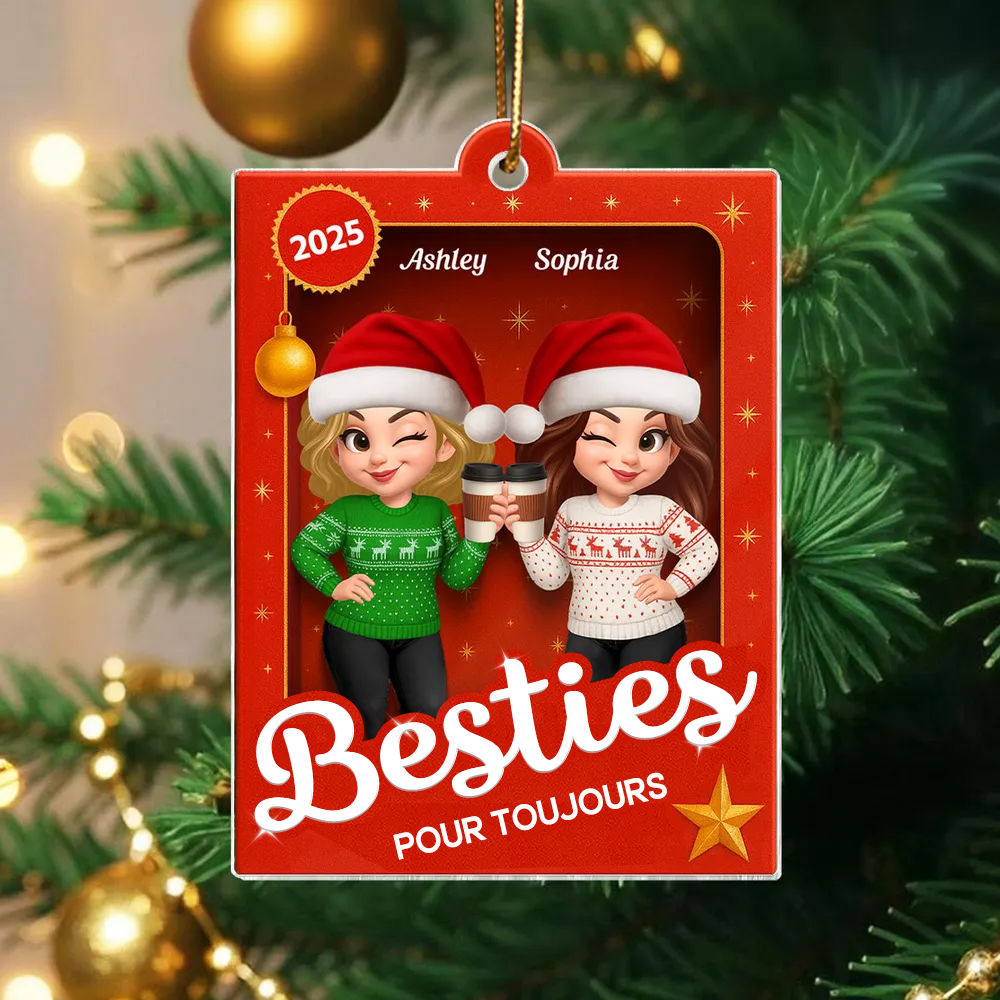 Orement en acrylique avec 2 à 6 femmes Décorations de Noël pour votre meilleure amie et votre sœur