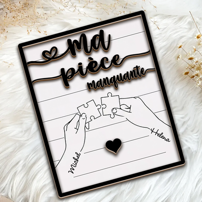 Tableau d'amour personnalisé en bois-Ma pièce manquante