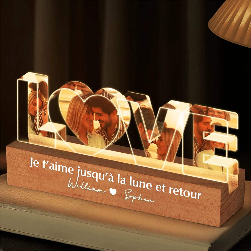 LOVE - Veilleuse LED personnalisée avec photos - Cadeau pour couple