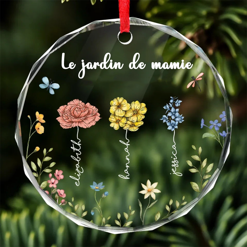 Blumen de naissance et citations - Ornement en verre personnalisé pour amis, famille et sœurs