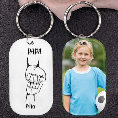 Porte-clés en acrylique "Poing de fer" Papa avec 2 à 4 prénoms - Cadeaux pour la fête des pères