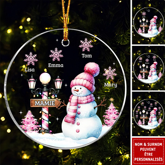 Pendentif personnalisé Bonhomme de neige - Décorations de Noël Magie d'hiver de grand-mère