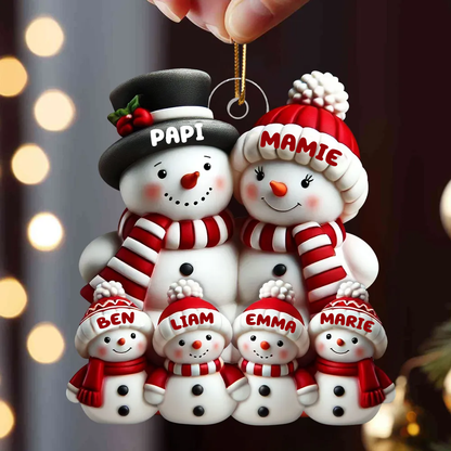 Famille Bonhomme de neige Décoration de Noël - Pendentif acrylique personnalisé