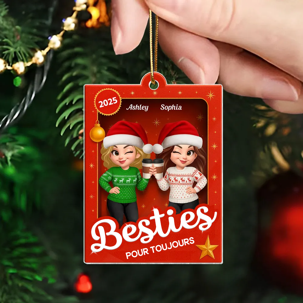 Orement en acrylique avec 2 à 6 femmes Décorations de Noël pour votre meilleure amie et votre sœur