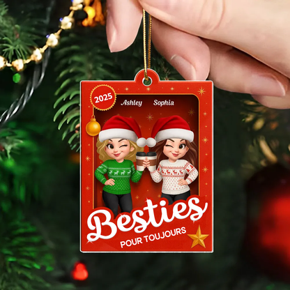 Orement en acrylique avec 2 à 6 femmes Décorations de Noël pour votre meilleure amie et votre sœur