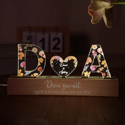 2 lettres Veilleuse LED personnalisée Cadeau pour couple
