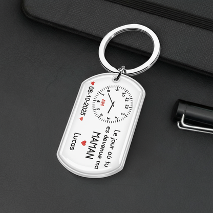 Le moment où tu... Porte-clés photo avec texte Porte-clés en acier inoxydable avec résine époxy