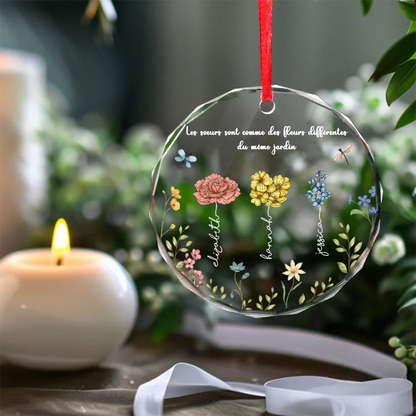 Blumen de naissance et citations - Ornement en verre personnalisé pour amis, famille et sœurs