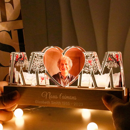 Veilleuse LED personnalisée MOM avec photo – Cadeau de deuil