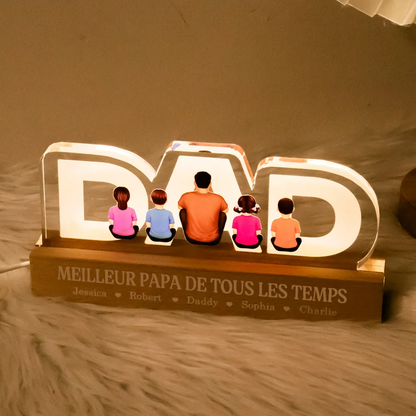 DAD – Veilleuse LED personnalisée, cadeau pour papa