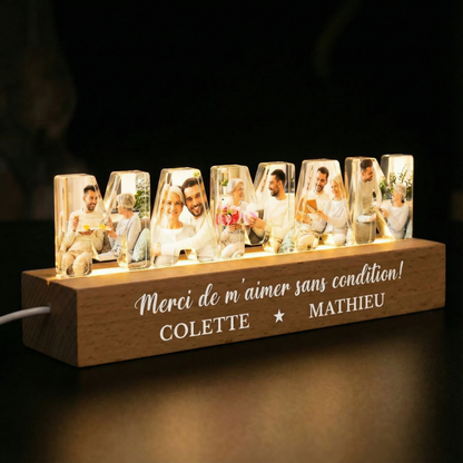 Veilleuse personnalisée avec photos, prénoms et texte – Cadeau pour maman et mamie