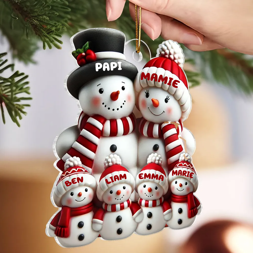 Famille Bonhomme de neige Décoration de Noël - Pendentif acrylique personnalisé