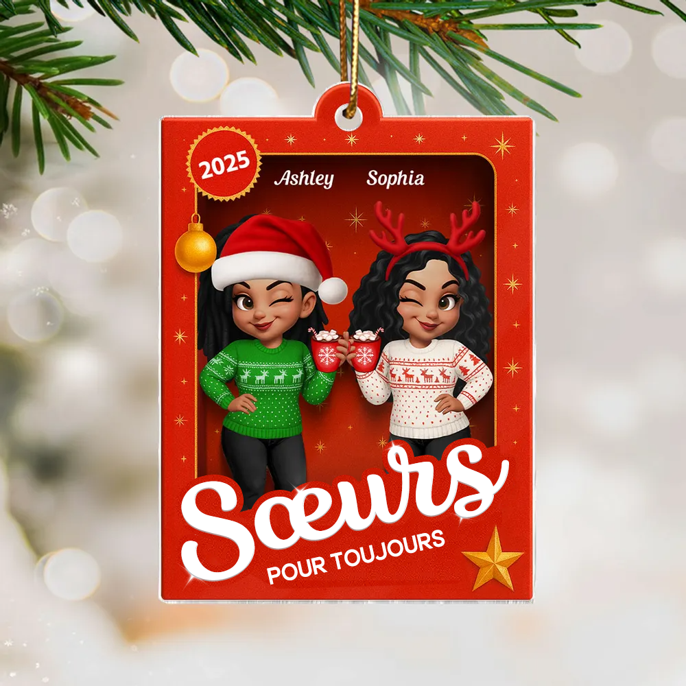 Orement en acrylique avec 2 à 6 femmes Décorations de Noël pour votre meilleure amie et votre sœur