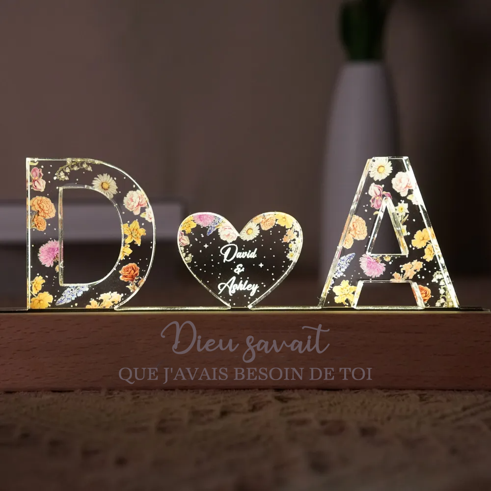2 lettres Veilleuse LED personnalisée Cadeau pour couple