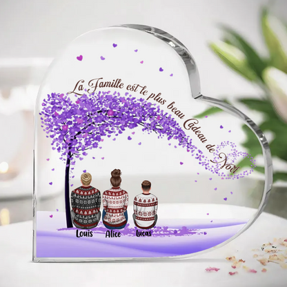 Cœur acrylique cerisier conçu 1-6 poupées avec des noms et des dictons cadeau de famille