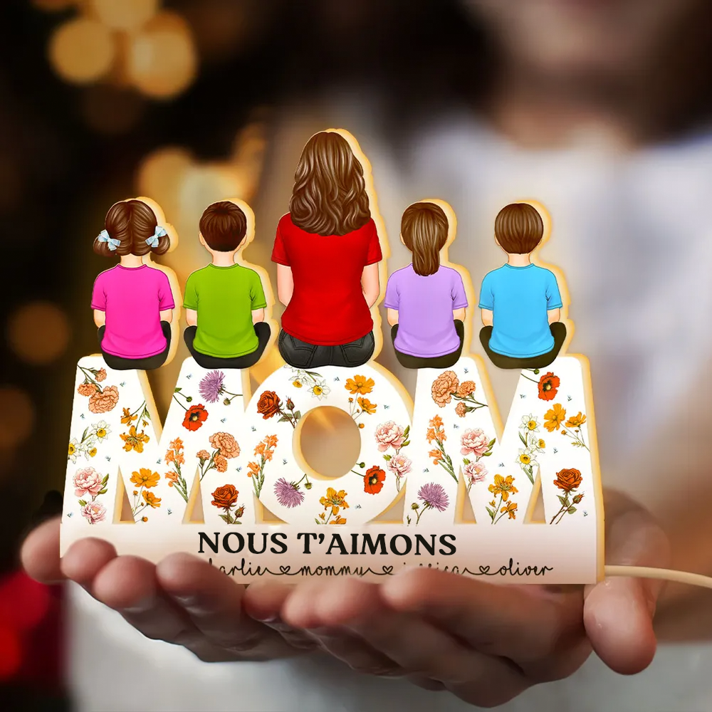 MOM Boîte Lumineuse Personnalisée Florale veilleuse LED