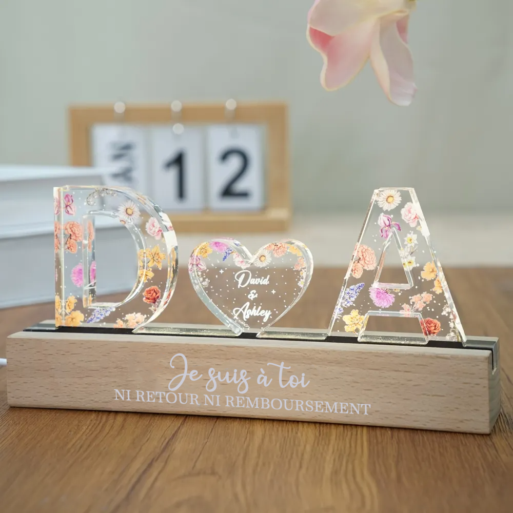 2 lettres Veilleuse LED personnalisée Cadeau pour couple