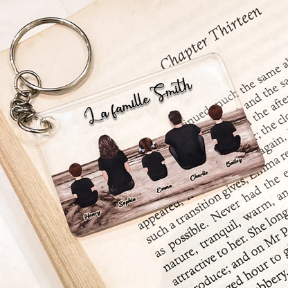 Porte-clés acrylique avec 1-10 membres de la famille