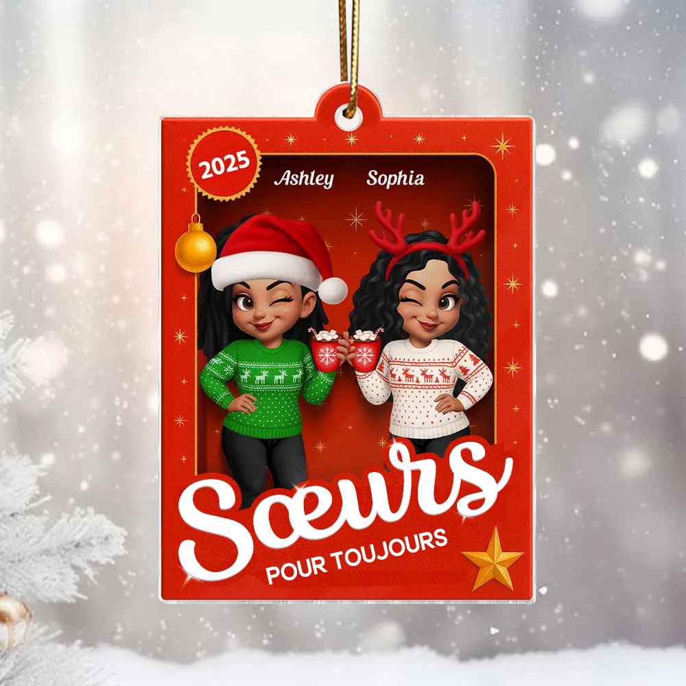Orement en acrylique avec 2 à 6 femmes Décorations de Noël pour votre meilleure amie et votre sœur