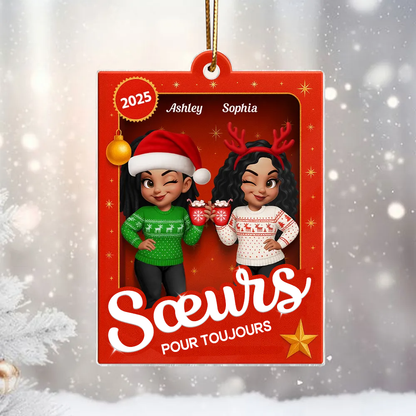 Orement en acrylique avec 2 à 6 femmes Décorations de Noël pour votre meilleure amie et votre sœur