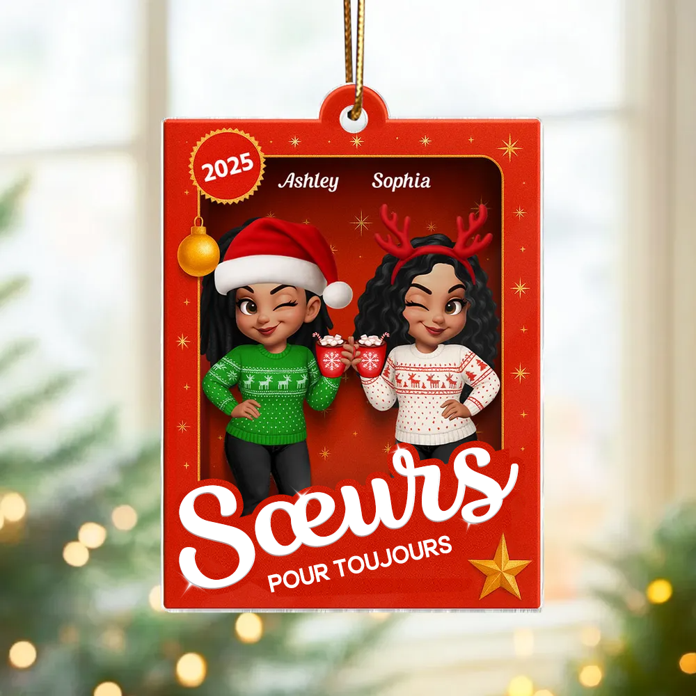 Orement en acrylique avec 2 à 6 femmes Décorations de Noël pour votre meilleure amie et votre sœur