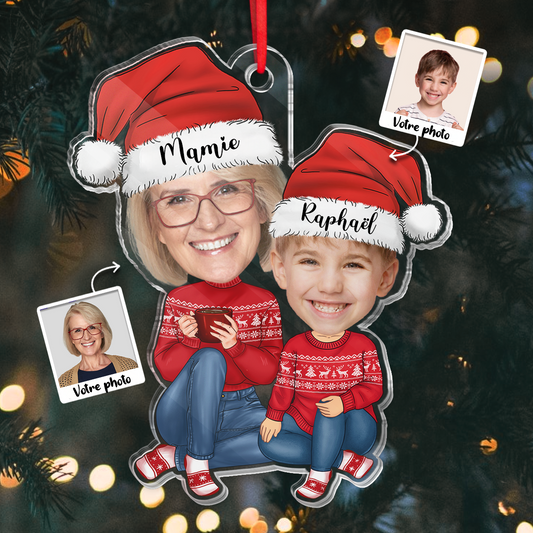 Décorations de Noël Grand-mère et petit-enfant Photo Ornament