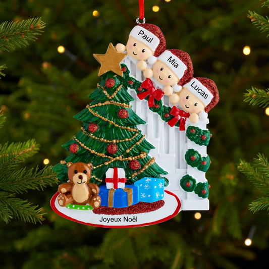 Décorations de Noël Famille en vue avec 2-9 noms