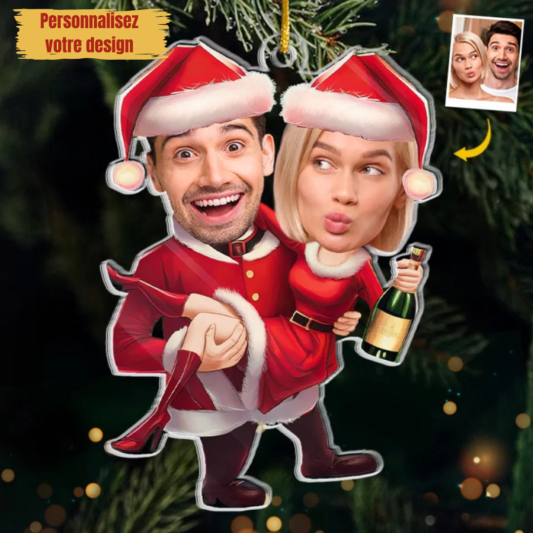 Ornement de Noël pour couple avec photo