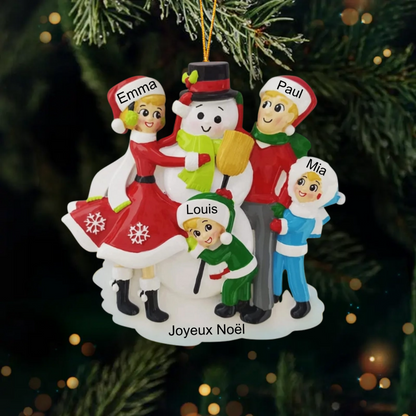 Décorations de Noël Famille avec bonhomme de neige 3-6 noms