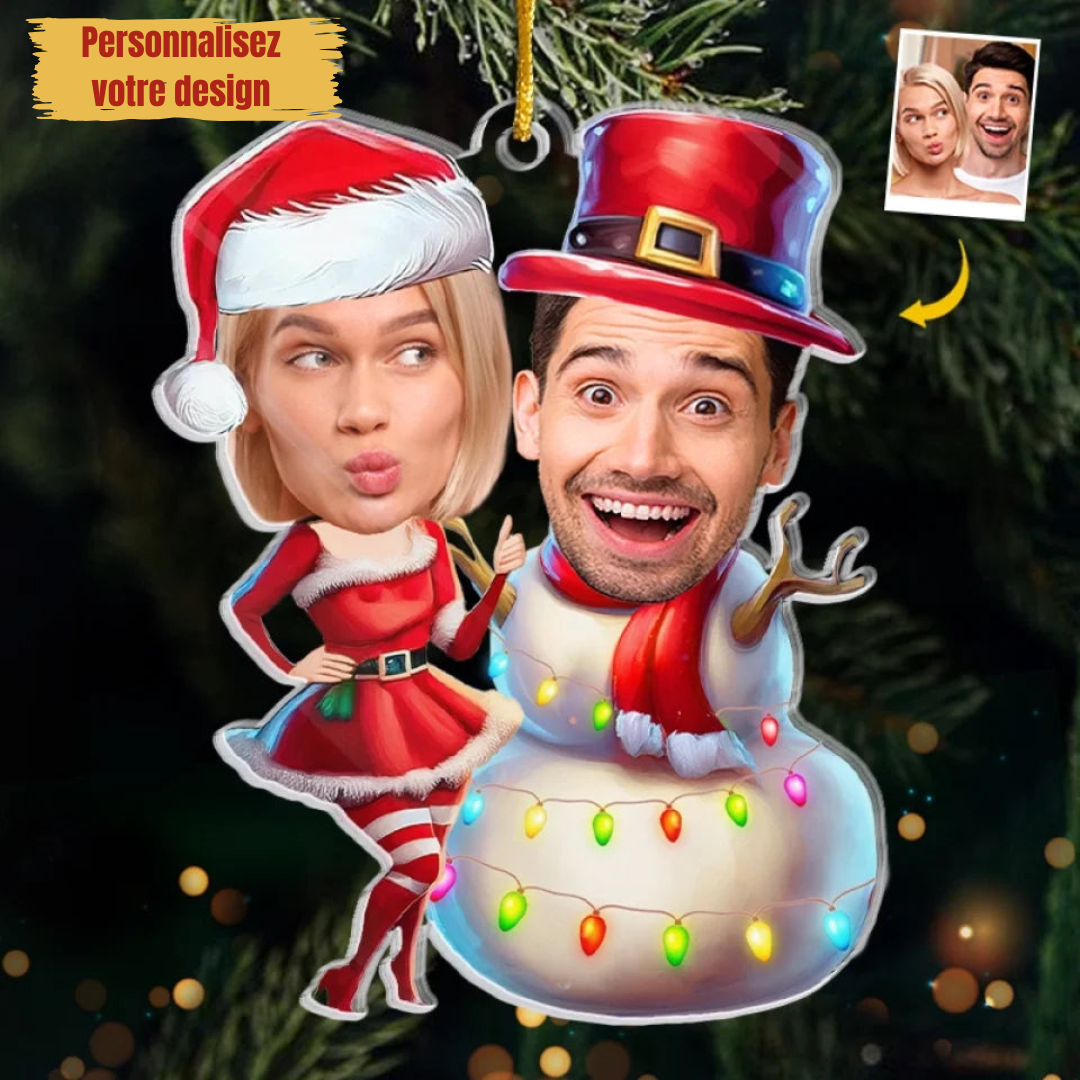 Ornement de Noël pour couple avec photo