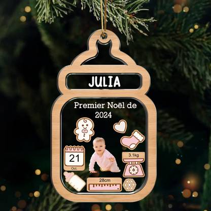 Pendentif de Noël personnalisé avec effet de secouage pour nouveau-nés