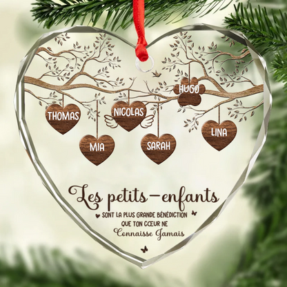 Arbre généalogique avec noms et texte Pendentif en verre personnalisé Ornement  de Noël