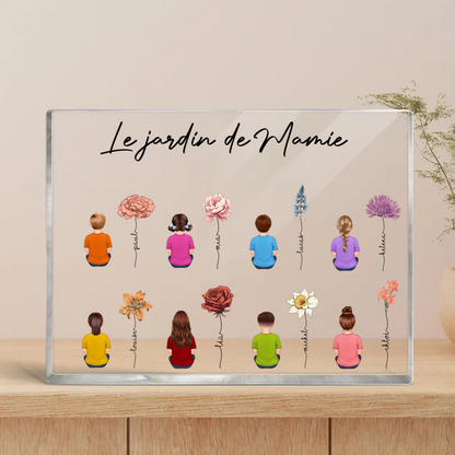 Plaque acrylique personnalisée avec 1-10 personnes, fleurs de naissance et noms