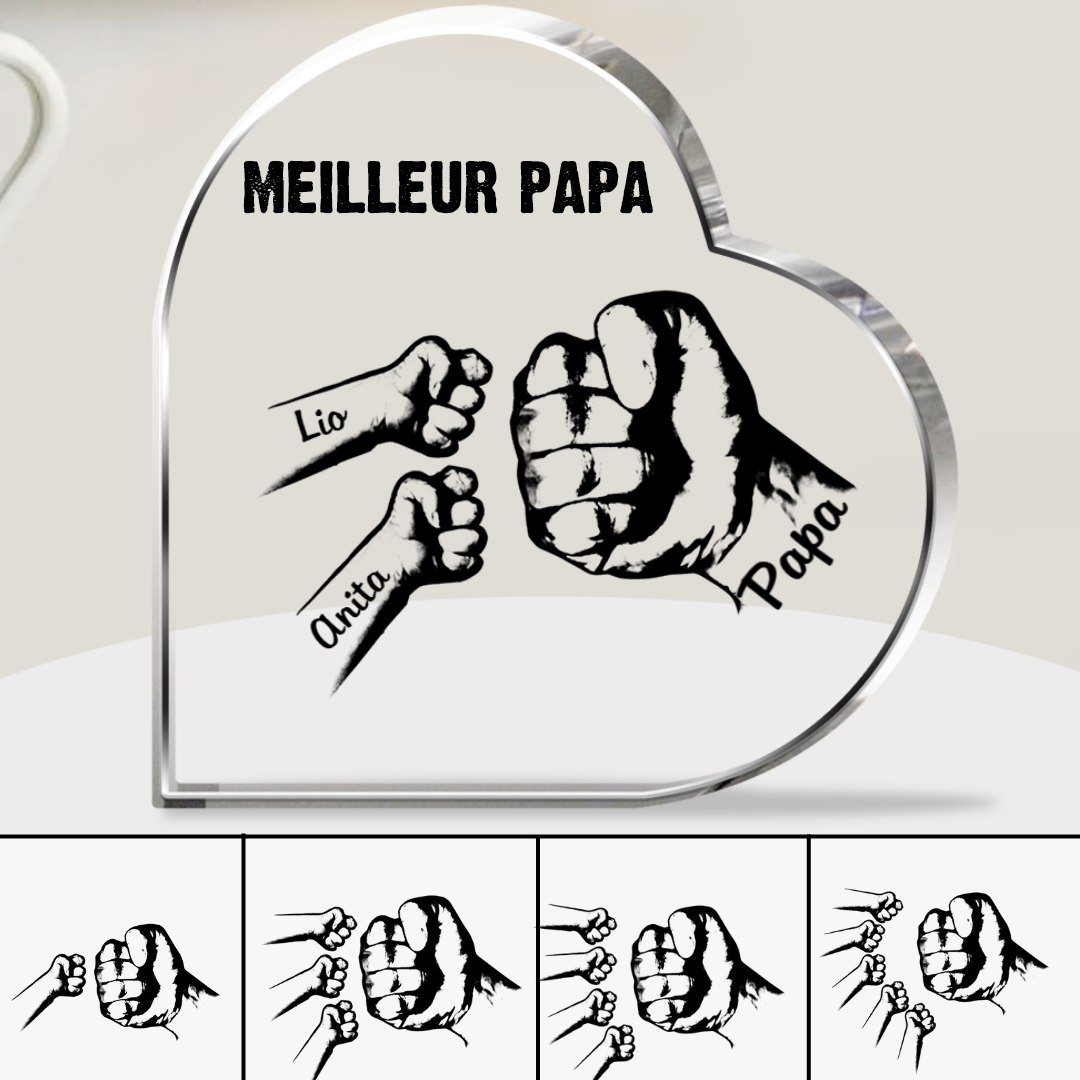 Plaque en acrylique avec 2-8 noms pour papa et grand-papa