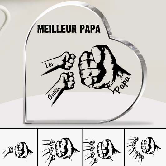 Plaque en acrylique avec 2-8 noms pour papa et grand-papa