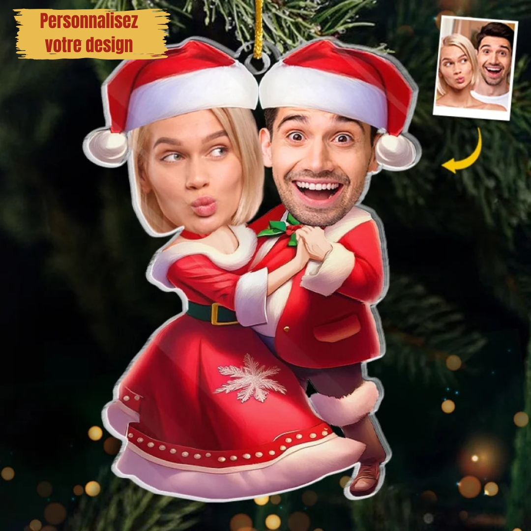 Ornement de Noël pour couple avec photo
