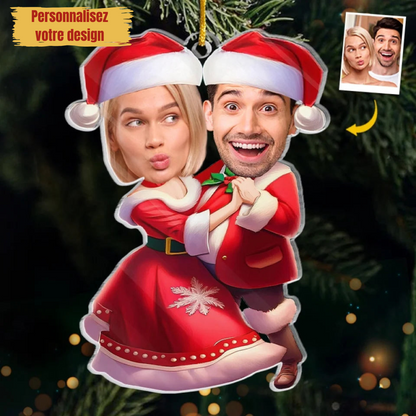 Ornement de Noël pour couple avec photo