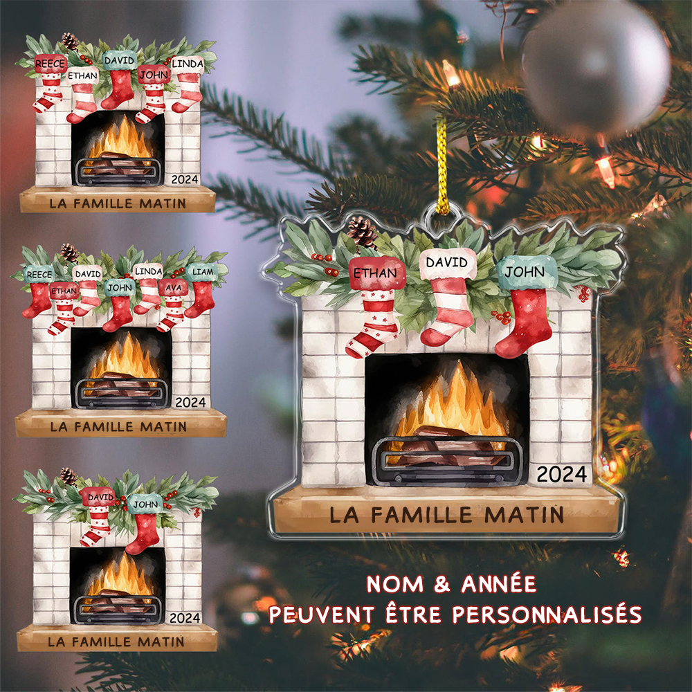 Chaussettes sur la cheminée-Décorations de Noël personnalisées