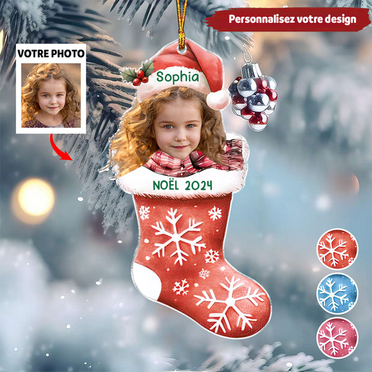 Chaussettes de Noël - Décoration de sapin personnalisée avec photo