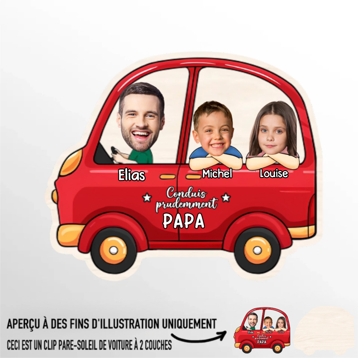 Famille - Clip pare-soleil personnalisé – Cadeau pour les membres de la famille