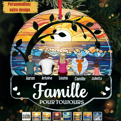 La famille sous les branches - Pendentif de Noël en acrylique Décoration personnalisée pour l'arbre de Noël