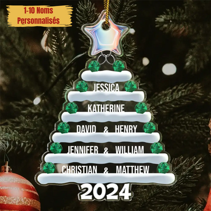 2024 Décorations d'arbre de Noël familiales personnalisées avec 1-10 noms