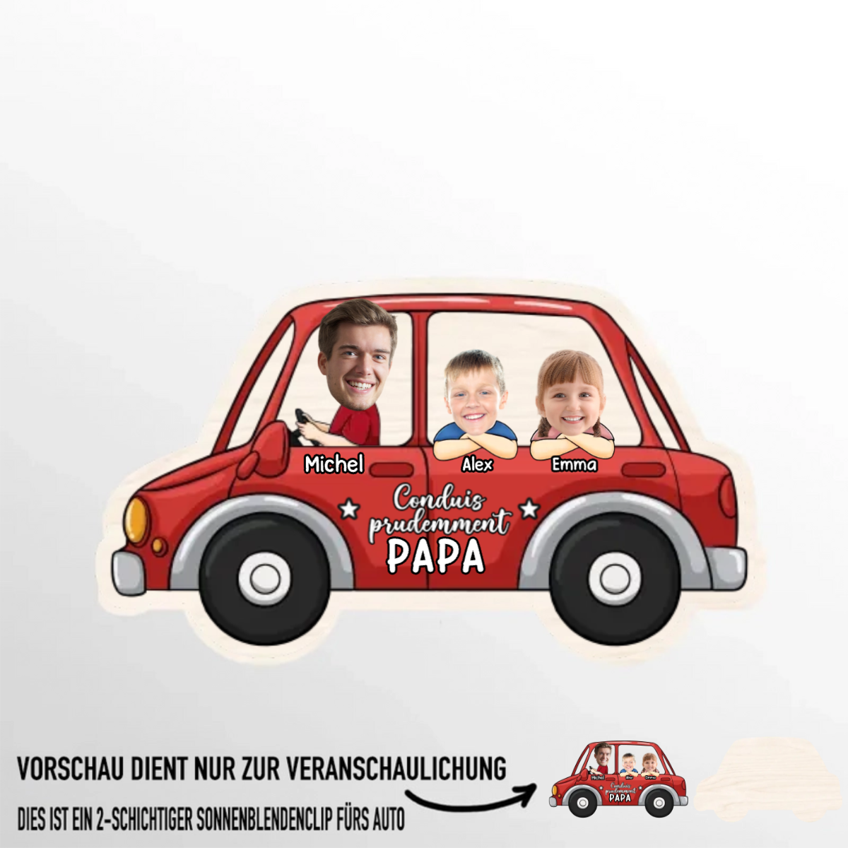 Conduis prudemment - Clip pare-soleil personnalisé pour conducteur, papa et maman
