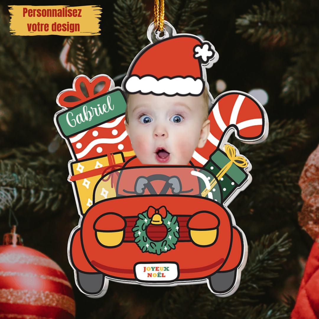 Cadeau de Noël pour bébé - Ornement photo en acrylique
