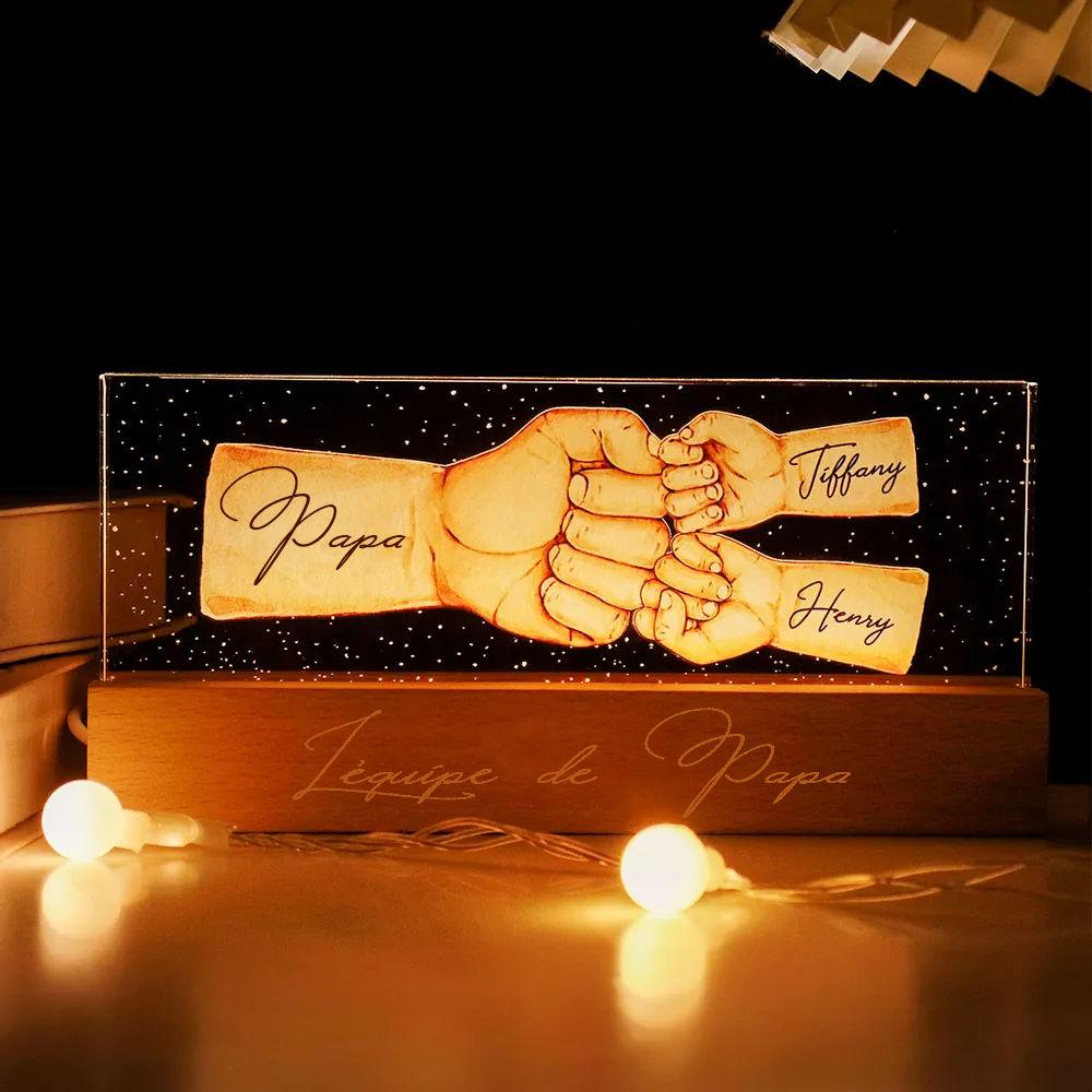 Veilleuse LED personnalisée en acrylique, cadeau de fête des pères pour papa, grand-père, mari, etc.