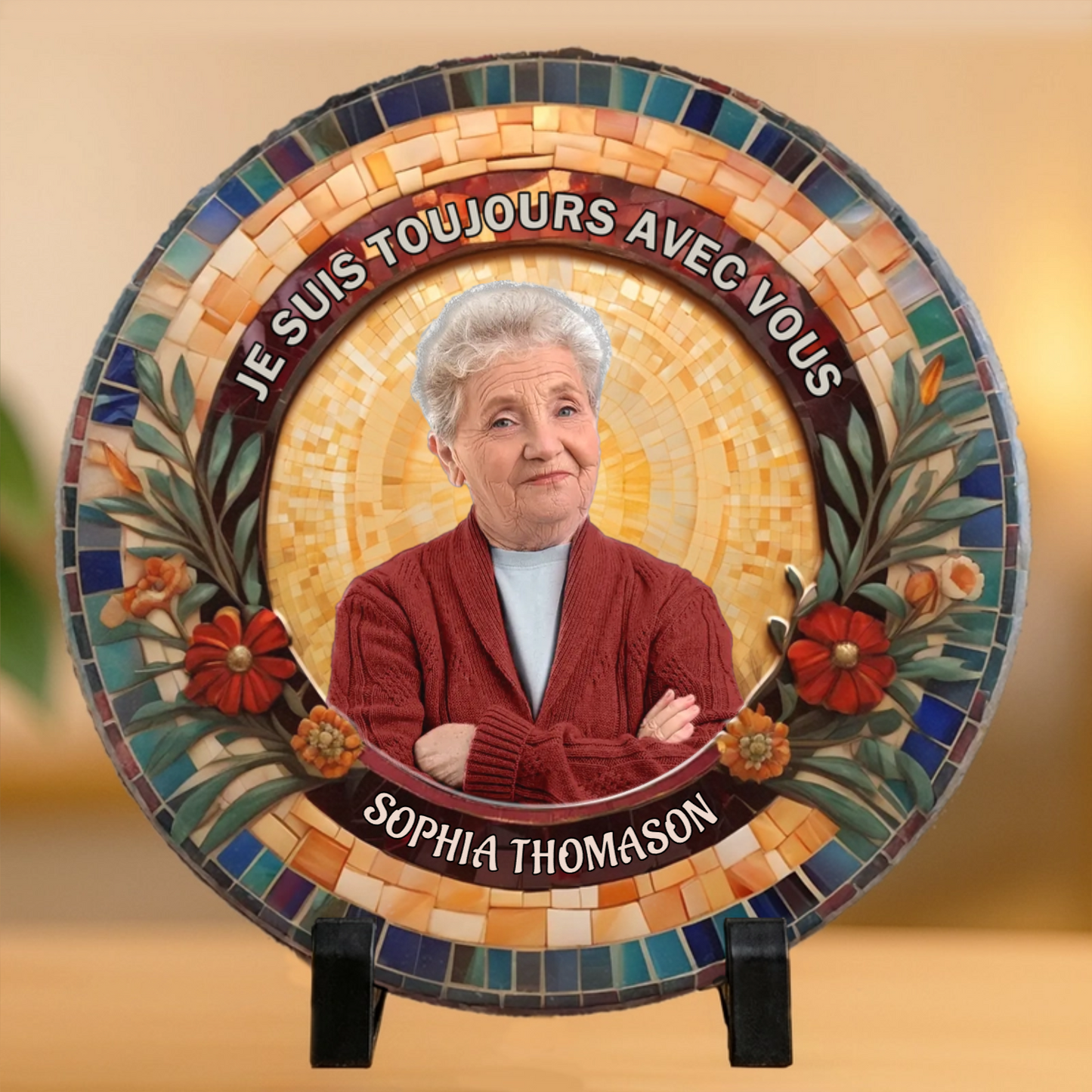Plaque en ardoise personnalisée avec photo, texte et prénom – Cadeau commémoratif