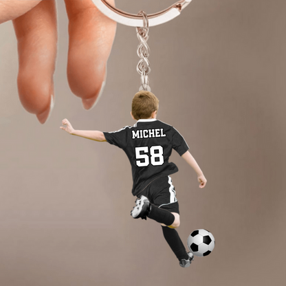 Porte-clés personnalisé garçon footballeur – Cadeau pour fils