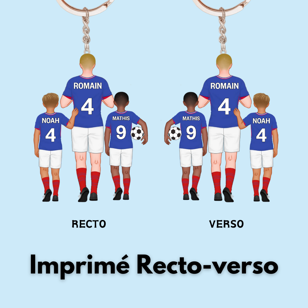Équipe de football de papa Porte-clés père et enfants